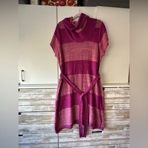 Elegant Pink Striped Knit Dress